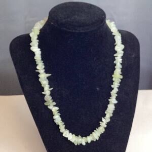 NEW Green Nephrite Jade Chip Necklace Barrel Clasp Two World Gemstones